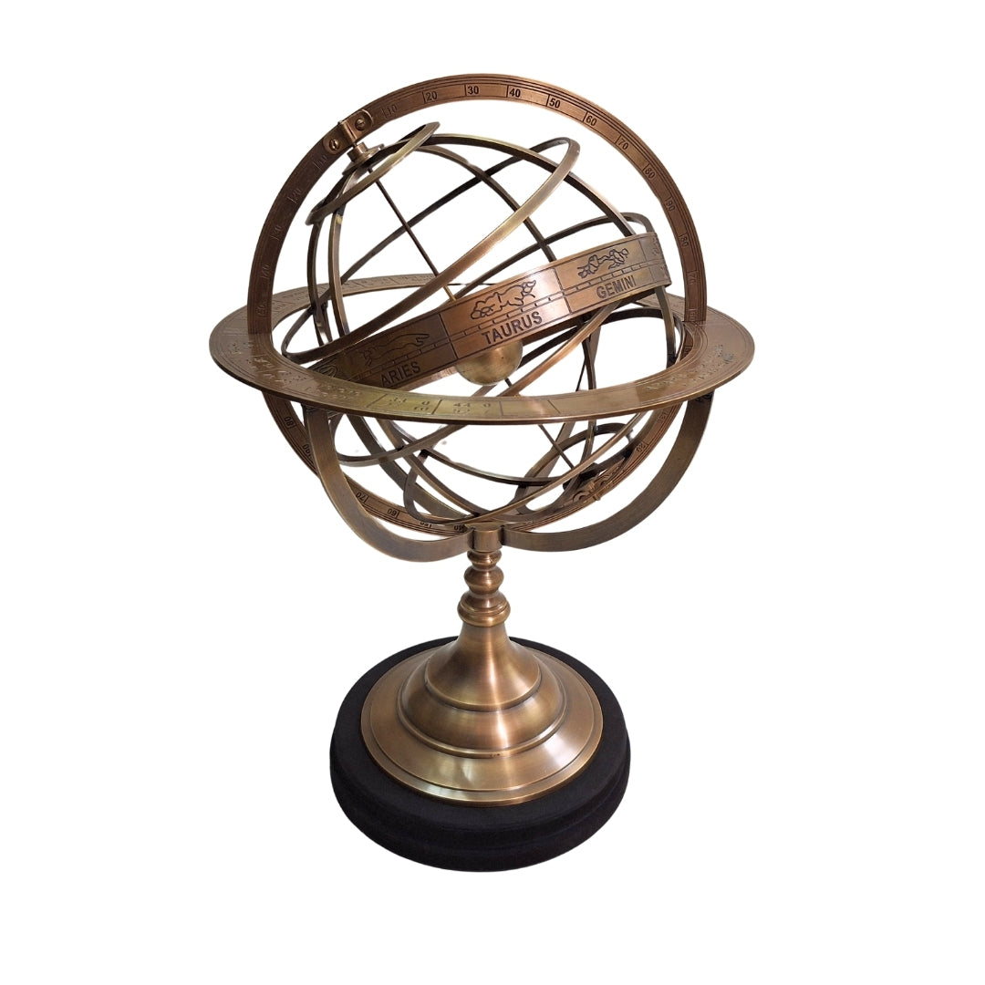 Messing-Astrolabium mit Gravur – elegante Schreibtischdekoration, Höhe 52 cm