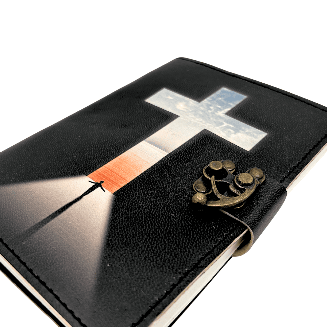 Leder-Notizbuch Religiöses Kreuz Gebetbuch mit Gravur