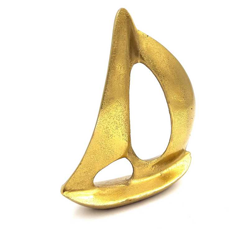 Goldener Aluminium-Yacht, 19,5 cm, mit personalisierbarer Gravur – elegante Dekoration als Geschenk für Segelliebhaber
