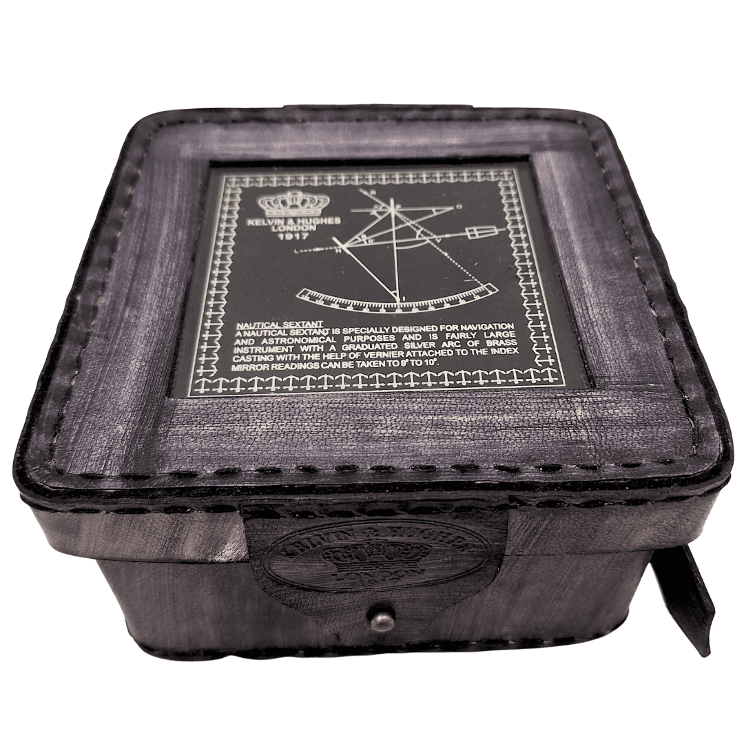 Messing-Sextant mit personalisierter Gravur in Lederbox