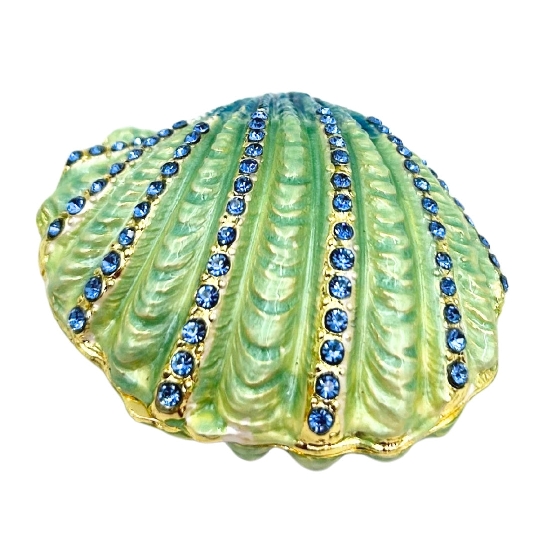 Schmuckschatulle Muschel mit Kristallen
