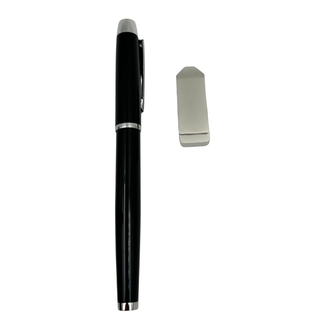 Elegantes Premium-Geschenkset mit Personalisierung – Leder-Notizbuch A5, Kugelschreiber und 16GB USB-Stick in schwarz-goldener Box