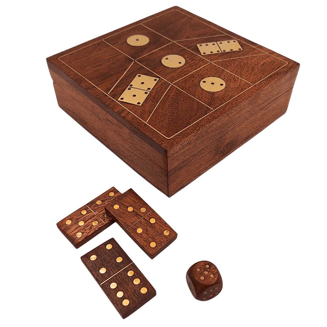 Elegantes Spieleset in Holzkiste mit Gravur
