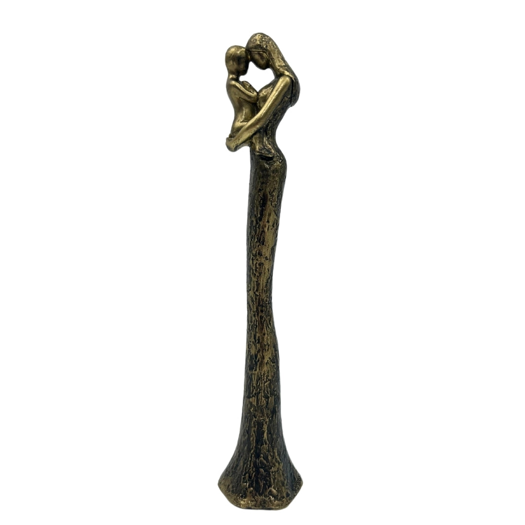 Moderne Mutter-mit-Kind-Figur in Gold mit personalisierter Gravur – Höhe 27 cm – ideales Geschenk zum Muttertag, Geburtstag oder Einweihung – Glamour-Stil mit schwarzen Elementen – Polyresin