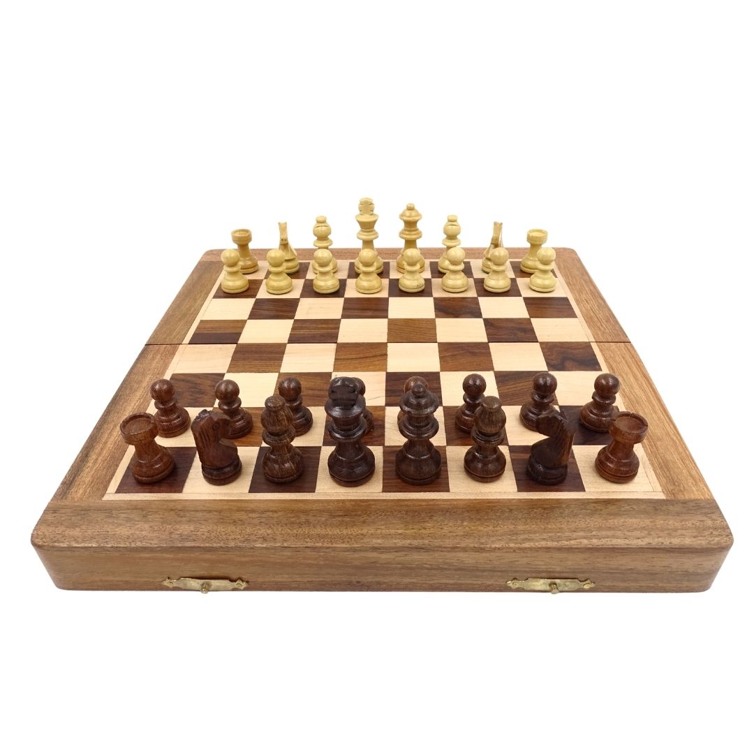 Magnetisches Holzschach 30x30 cm, klappbar G614 mit Gravur