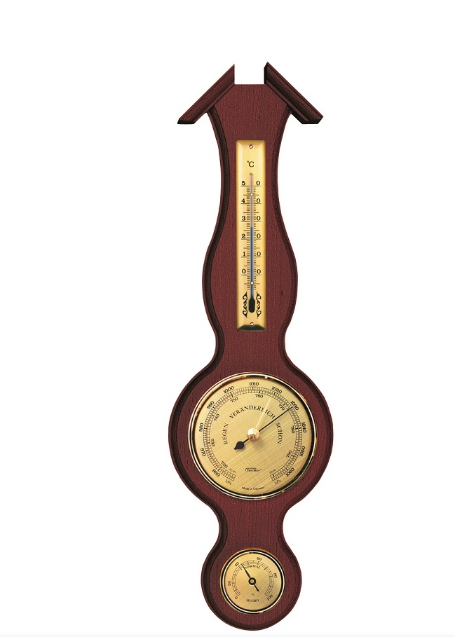 Wetterstation Fischer 6690-22 mit Barometer, Thermometer und Hygrometer in mahagonifarbener Holzfassung