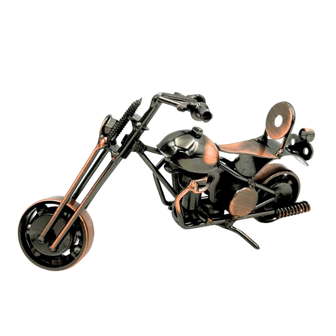 Chopper-Motorradmodell M33 mit Gravur – Metall, kupfer-anthrazitfarben, 15x6x9,5 cm