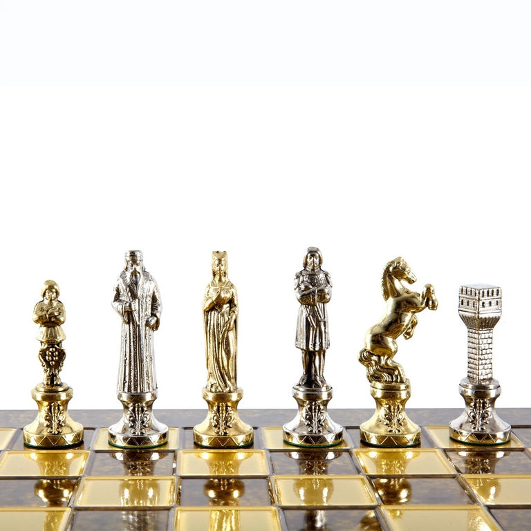 Exklusives Metall-Schach Renaissance S9BRGS 36x36 cm Gold-Silber mit Gravurpersonalisierung
