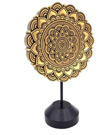 Ovale Mandala-Figur 35 cm - goldene buddhistische Dekoration mit der Möglichkeit einer personalisierten Gravur