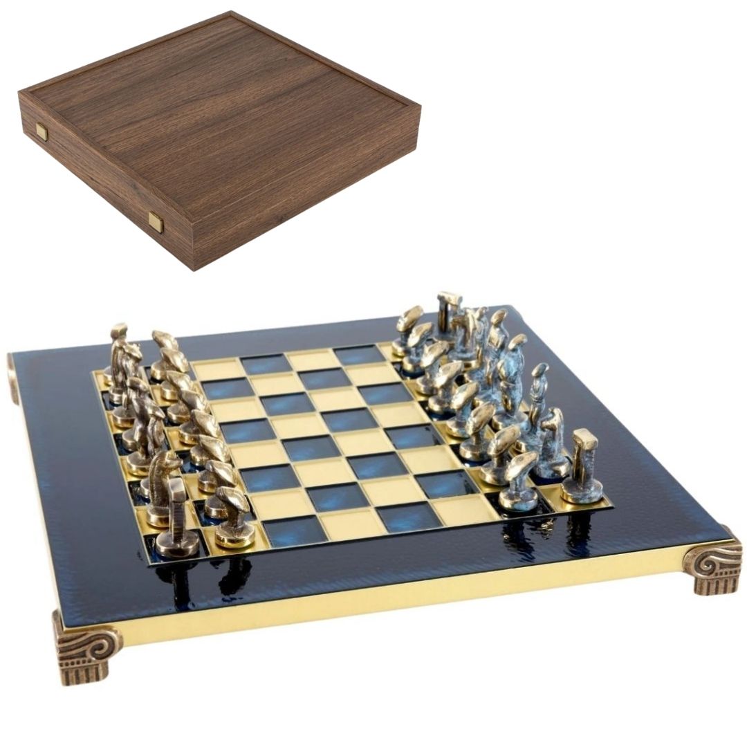 Luxuriöse Metall-Schachfiguren Cycladic 28x28 cm mit personalisierter Gravur