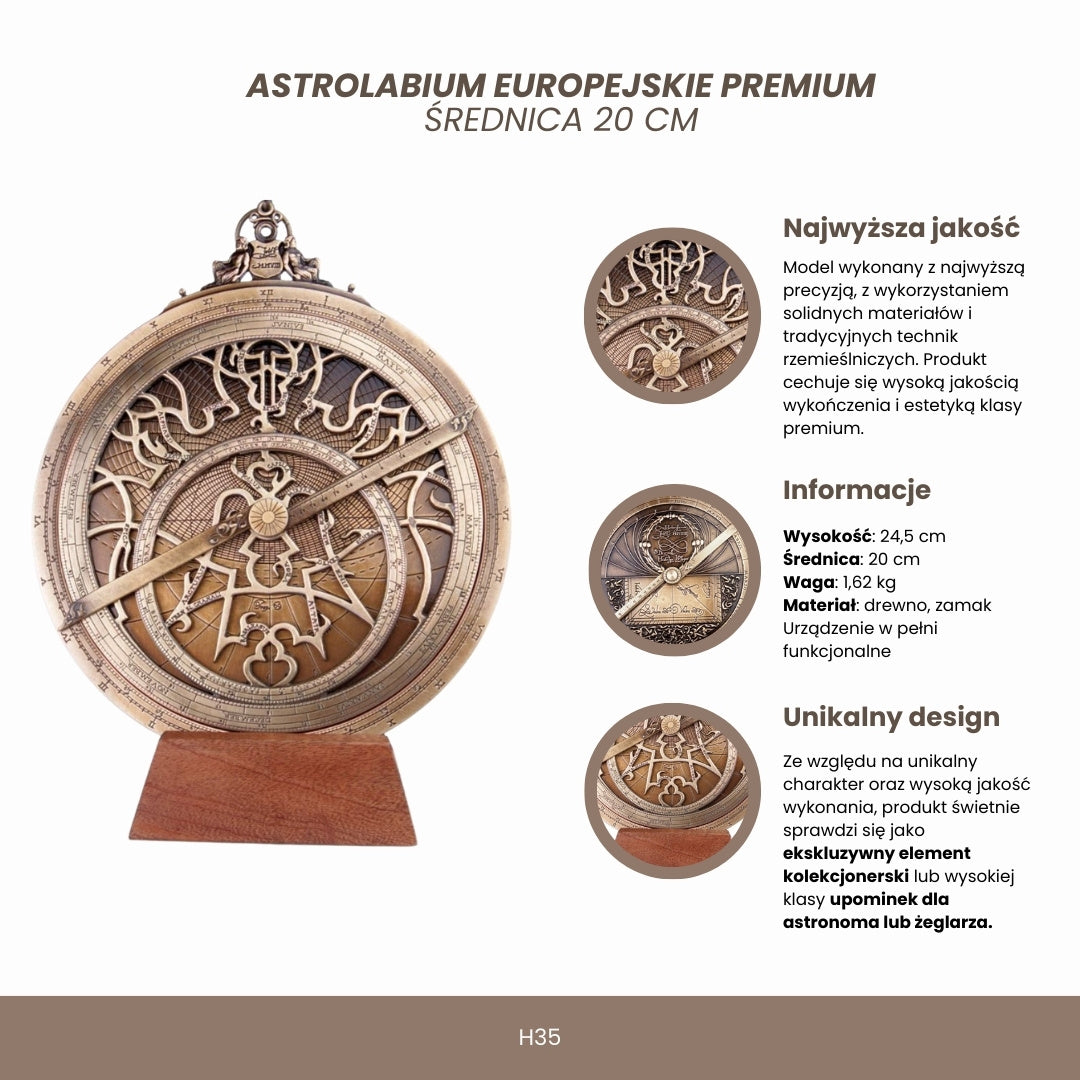 Großes europäisches Astrolabium H35 mit Gravur
