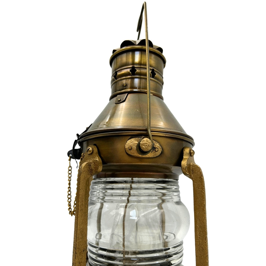 Retro-Seglerlampe aus Metall 34 cm mit der Möglichkeit der Personalisierung durch Gravur in gealtertem Messingfarbton