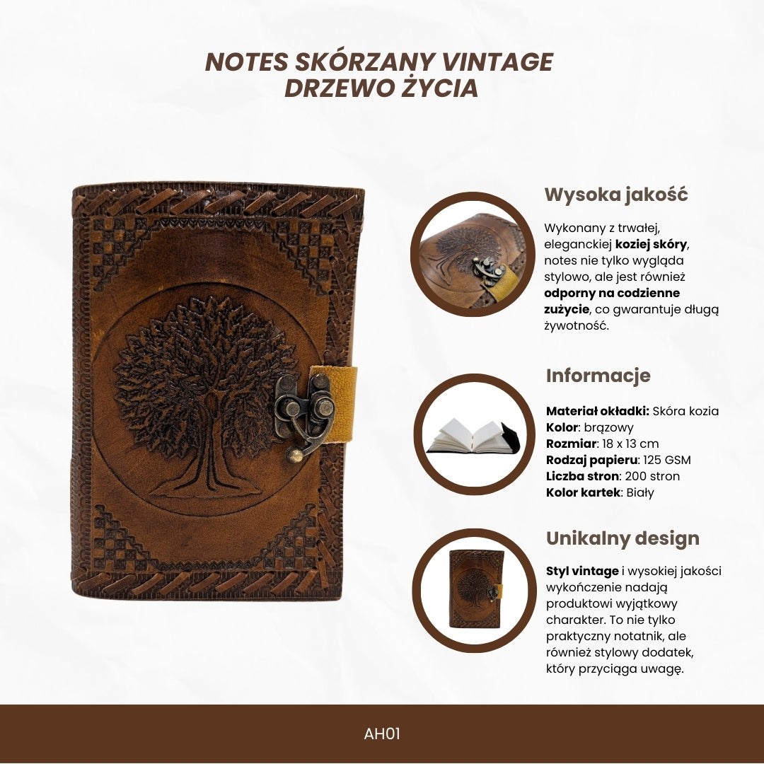 Vintage Retro Leder-Notizbuch 200 Seiten mit Gravur