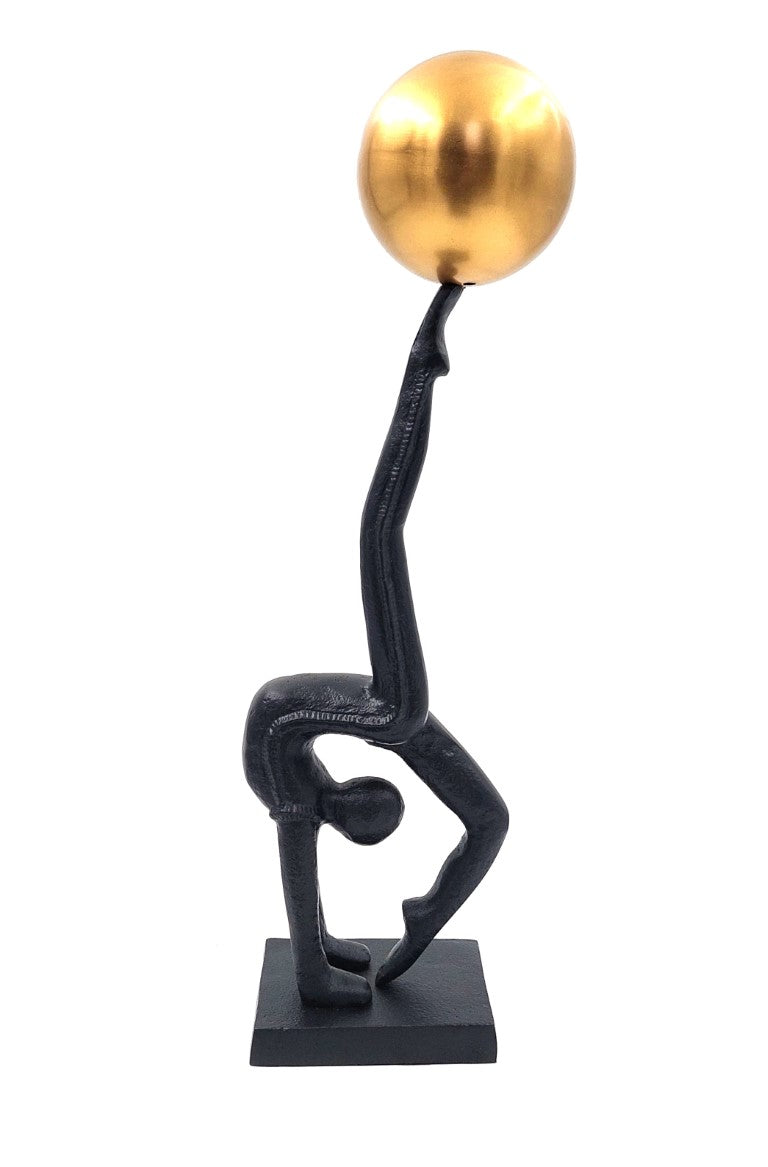 Dekorative Yogini-Figur in Schwarz und Gold, Höhe 41 cm, mit Gravurmöglichkeit zur Personalisierung, ideal als Geschenk