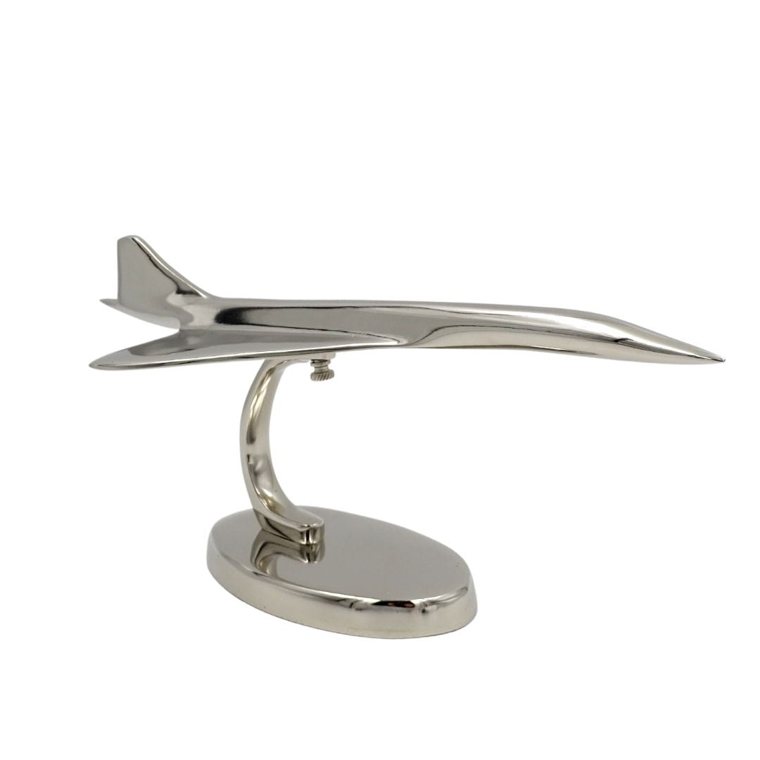 Metallmodell des Flugzeugs Concorde in Silber mit personalisierbarer Gravur