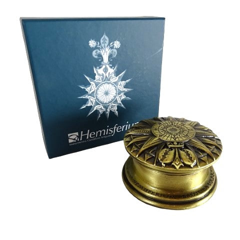 Messing-Renaissance-Sonnenkompass mit Gravur – elegantes Vintage-Geschenk, Höhe 4,5 cm, Durchmesser 8,5 cm