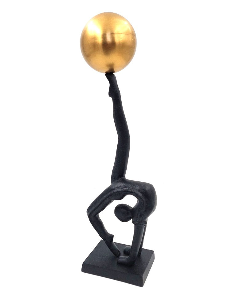 Dekorative Yogini-Figur in Schwarz und Gold, Höhe 41 cm, mit Gravurmöglichkeit zur Personalisierung, ideal als Geschenk