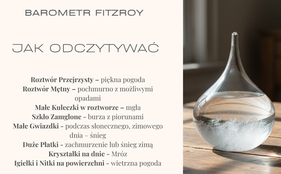 Fitzroy Sturm-Barometer – Tropfen Storm Glass mit Gravur-Personalisierung – elegantes Geschenk in Tropfenform, Höhe 11 cm, Glasgefäß mit einzigartigen Kristallen, die auf Wetteränderungen reagieren