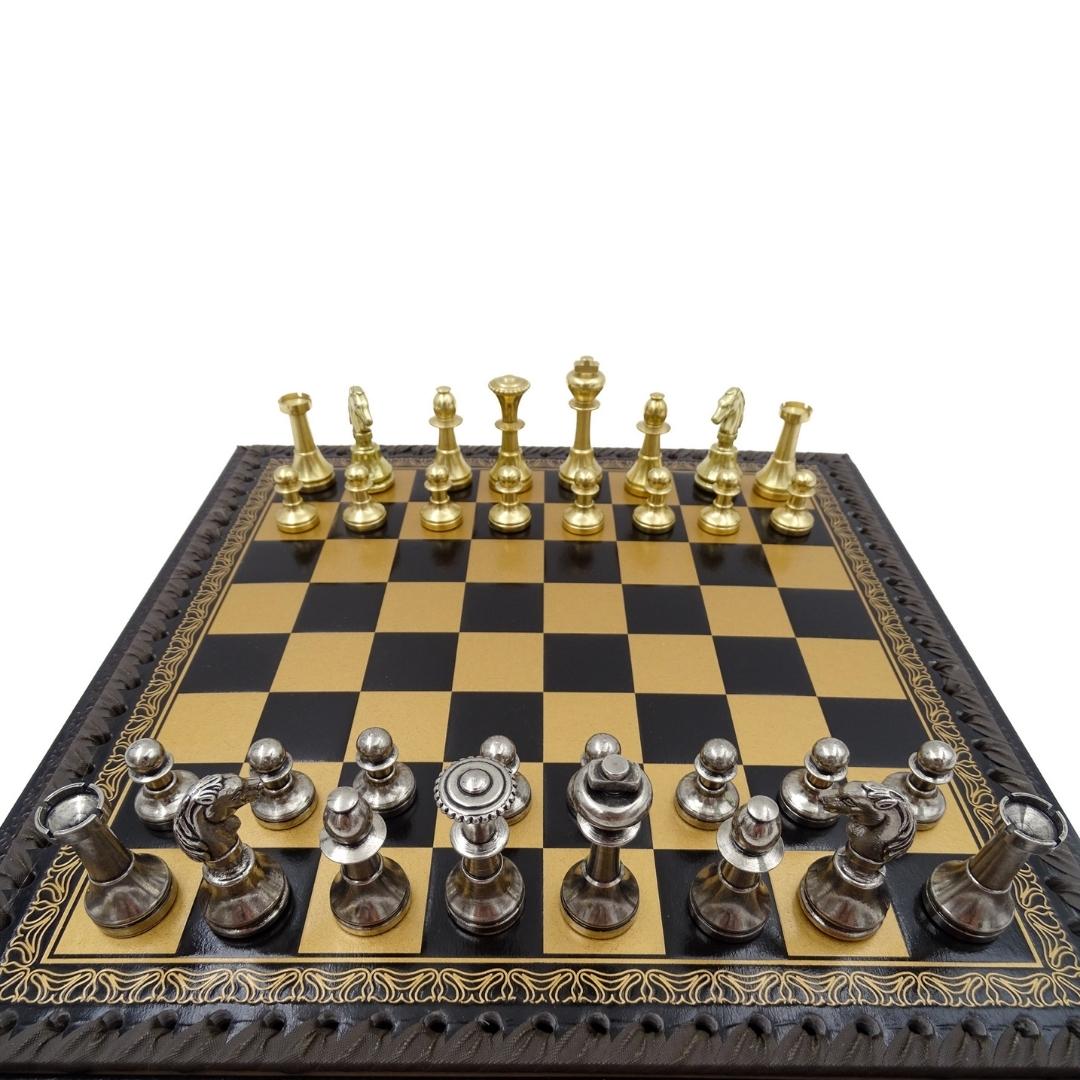 Exklusive Messing-Schachfiguren Italfama 28x28 cm mit personalisierter Gravur