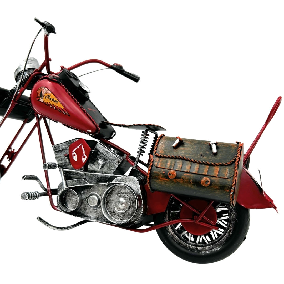 Großes klassisches Metallmodell Motorrad Chopper in Rot mit personalisierbarer Gravur