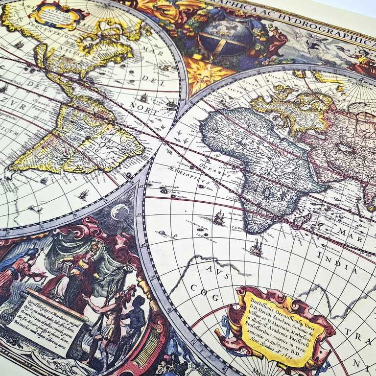 Weltkarte 1630 - Reprint von J. Hondius mit der Möglichkeit einer personalisierten Gravur