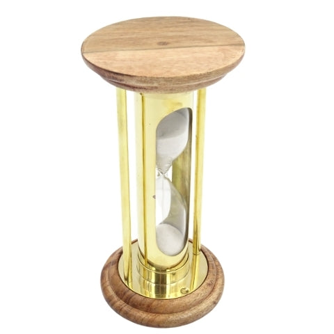 Messing-Holz-Sanduhr 5 Min mit Gravurmöglichkeit