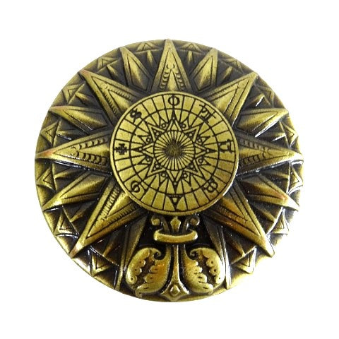 Messing-Renaissance-Sonnenkompass mit Gravur – elegantes Vintage-Geschenk, Höhe 4,5 cm, Durchmesser 8,5 cm