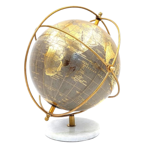 Dekorativer Globus auf Steinsockel GLB-127