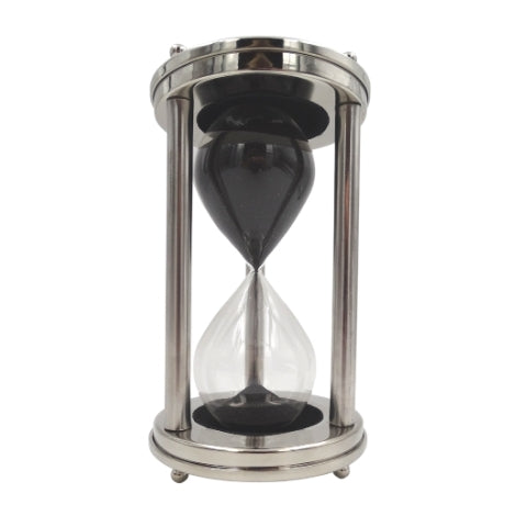 Aluminium-Sanduhr 15 Min mit personalisierbarer Gravur, schwarz, 10,15x10,15x20,25 cm