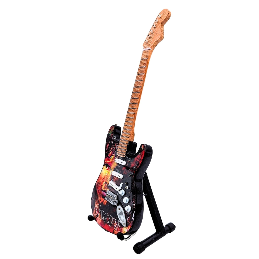 Mini-Gitarre Jim Morrison The Doors – Mahagoniholz – personalisierte Gravur – ideales Geschenk für Musikfans – Höhe 27,5 cm – Sammlerstück und Dekoration