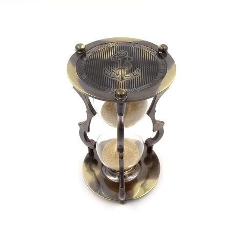Elegante antike Messing-Sanduhr 5 Min mit Gravur