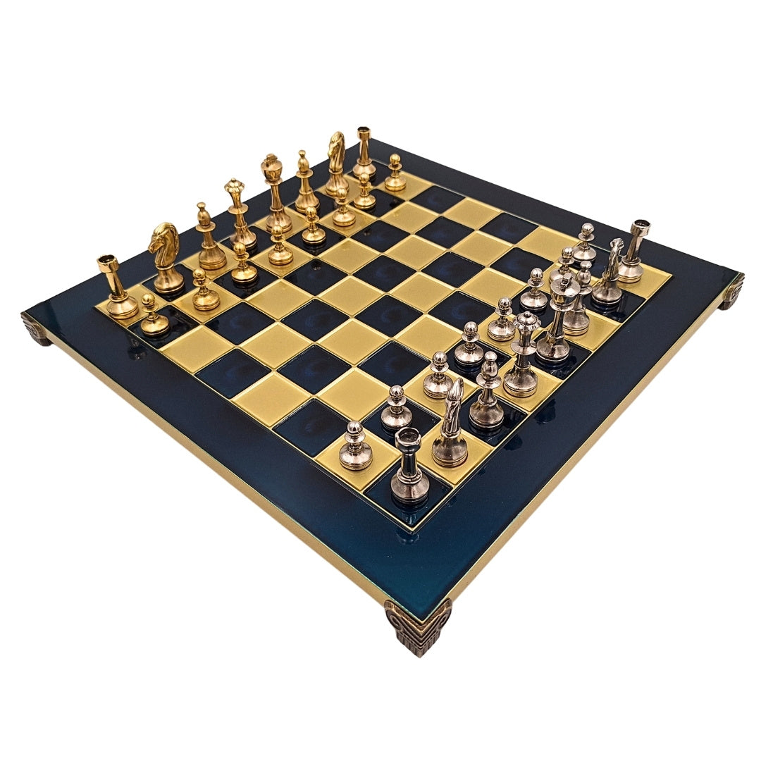 Exklusive große klassische Metall-Schachfiguren Stauton S34 mit Gravur