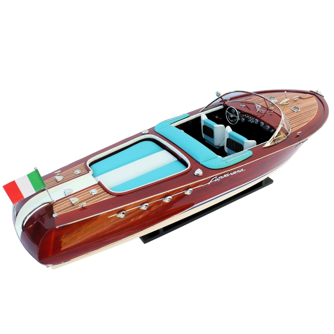 Exklusives Modell des Motorboots Reeva Aquarama 87cm - großes, hölzernes Modell eines klassischen italienischen Motorboots – 4P-90