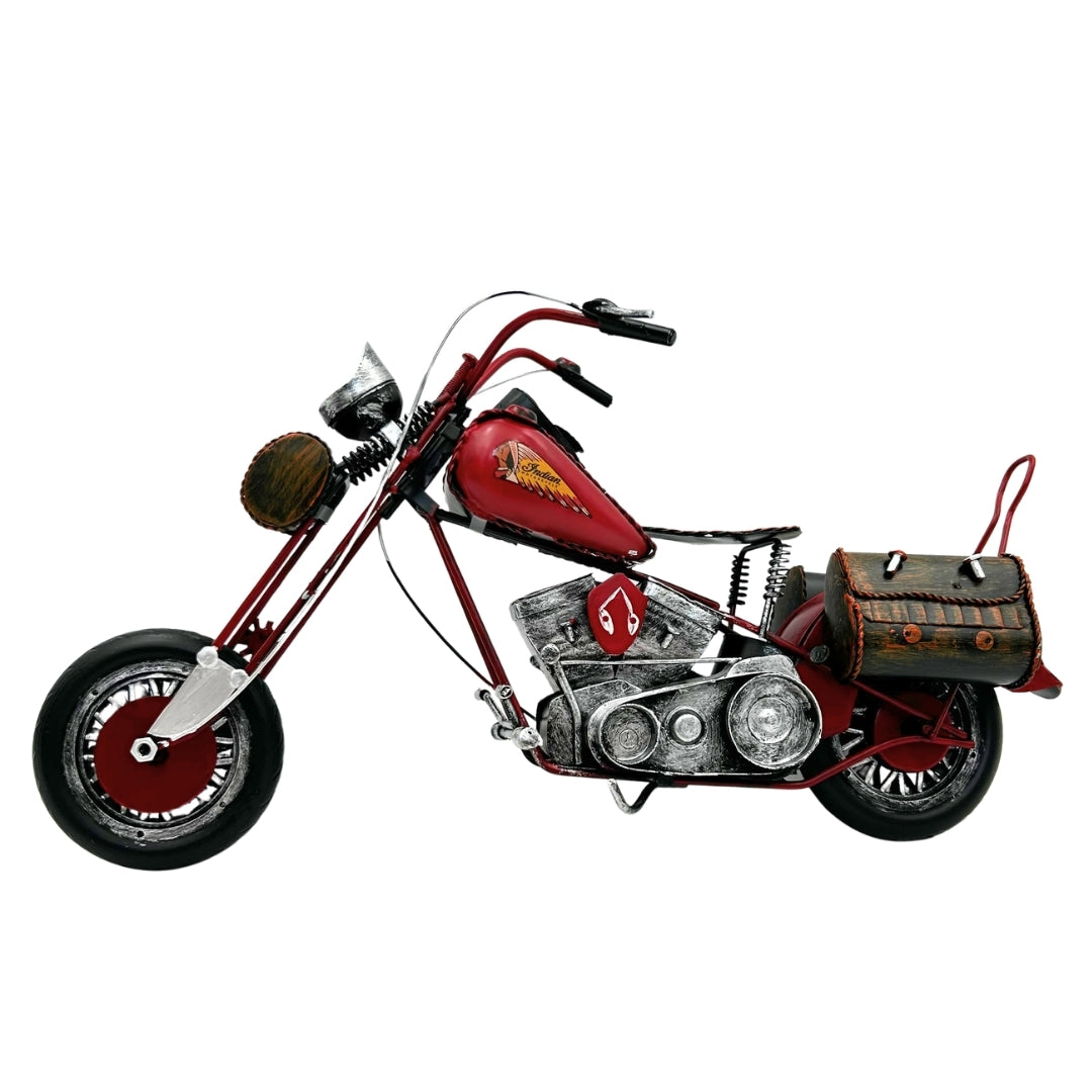 Großes klassisches Metallmodell Motorrad Chopper in Rot mit personalisierbarer Gravur