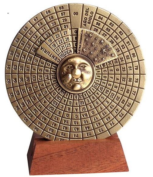 Renaissance-Ewiger Kalender mit Gravur – personalisiertes Geschenk für die Jahre 1600-2799, elegante Bürodekoration, Durchmesser 9 cm, Renaissance-Stil