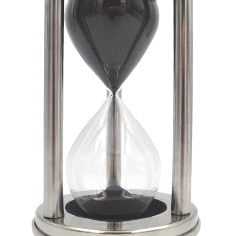 Aluminium-Sanduhr 15 Min mit personalisierbarer Gravur, schwarz, 10,15x10,15x20,25 cm