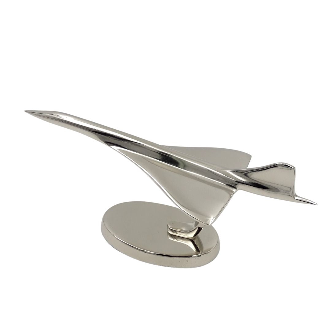 Metallmodell des Flugzeugs Concorde in Silber mit personalisierbarer Gravur