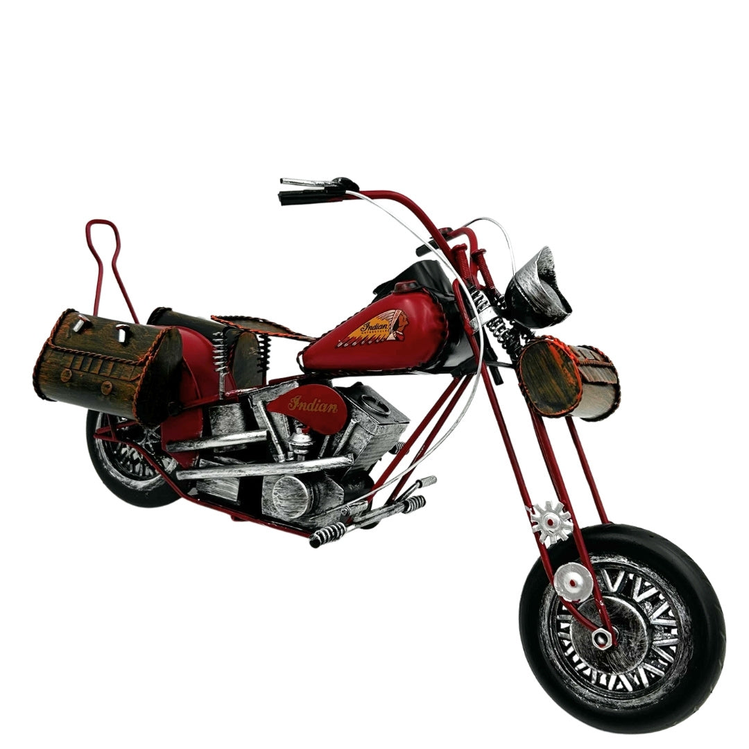 Großes klassisches Metallmodell Motorrad Chopper in Rot mit personalisierbarer Gravur