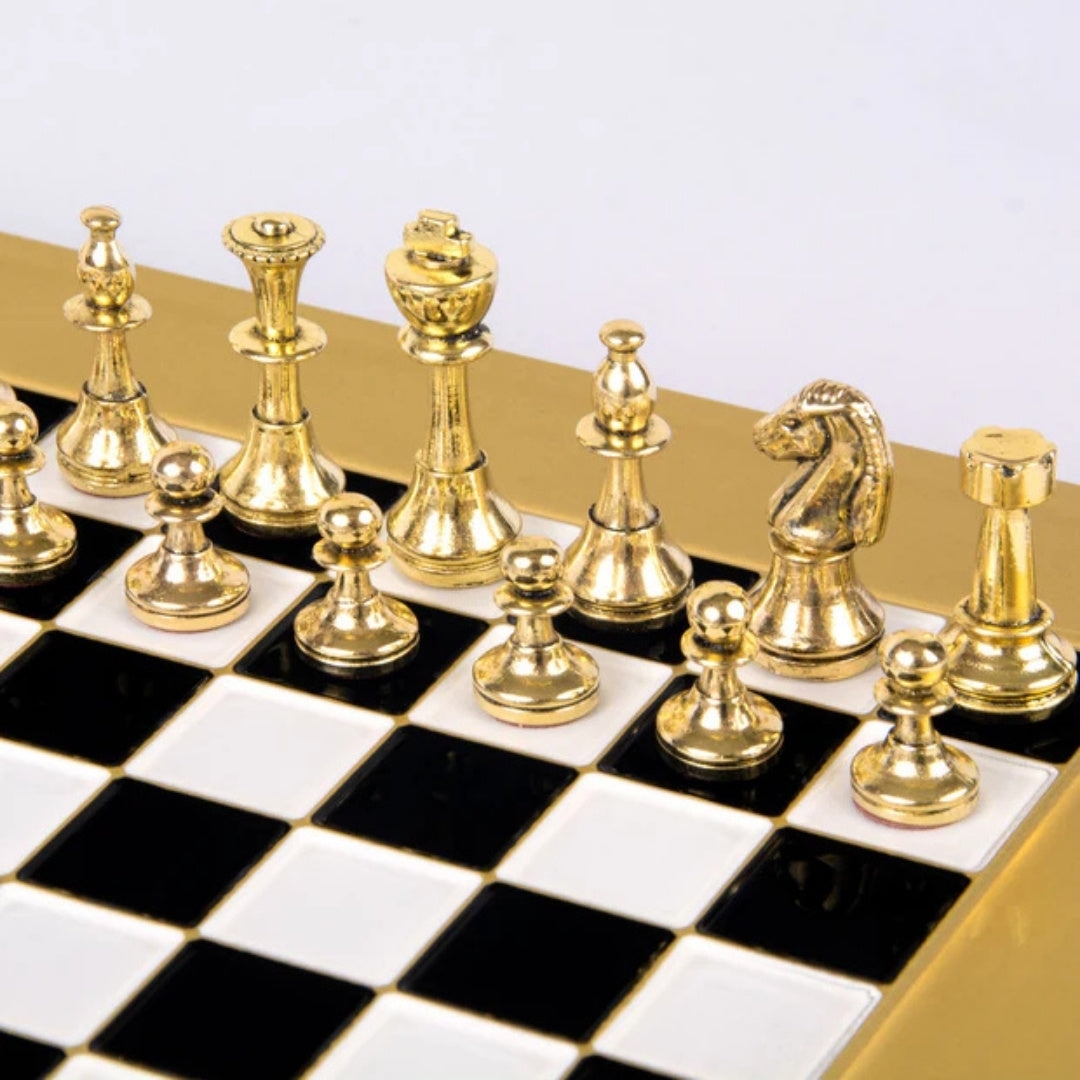 Exklusives Messing-Schachspiel Staunton S32BLA 28x28 cm mit individueller Gravurmöglichkeit