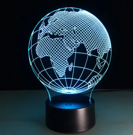 LED-Globus-Lampe mit 7 Lichtfarben, personalisierbare Gravur, ideales Geschenk für Reisende, Höhe 17 cm, USB-Kabel