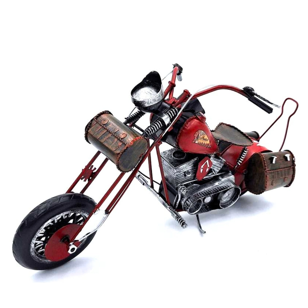 Großes klassisches Metallmodell Motorrad Chopper in Rot mit personalisierbarer Gravur