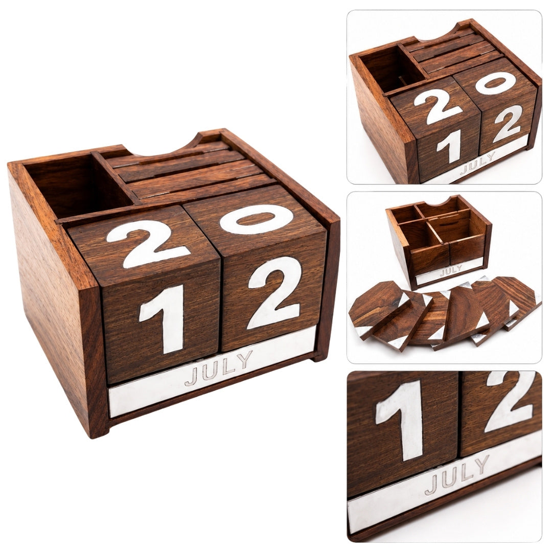 Holz-Perpetualkalender CAL-1894 mit personalisierbarer Gravur