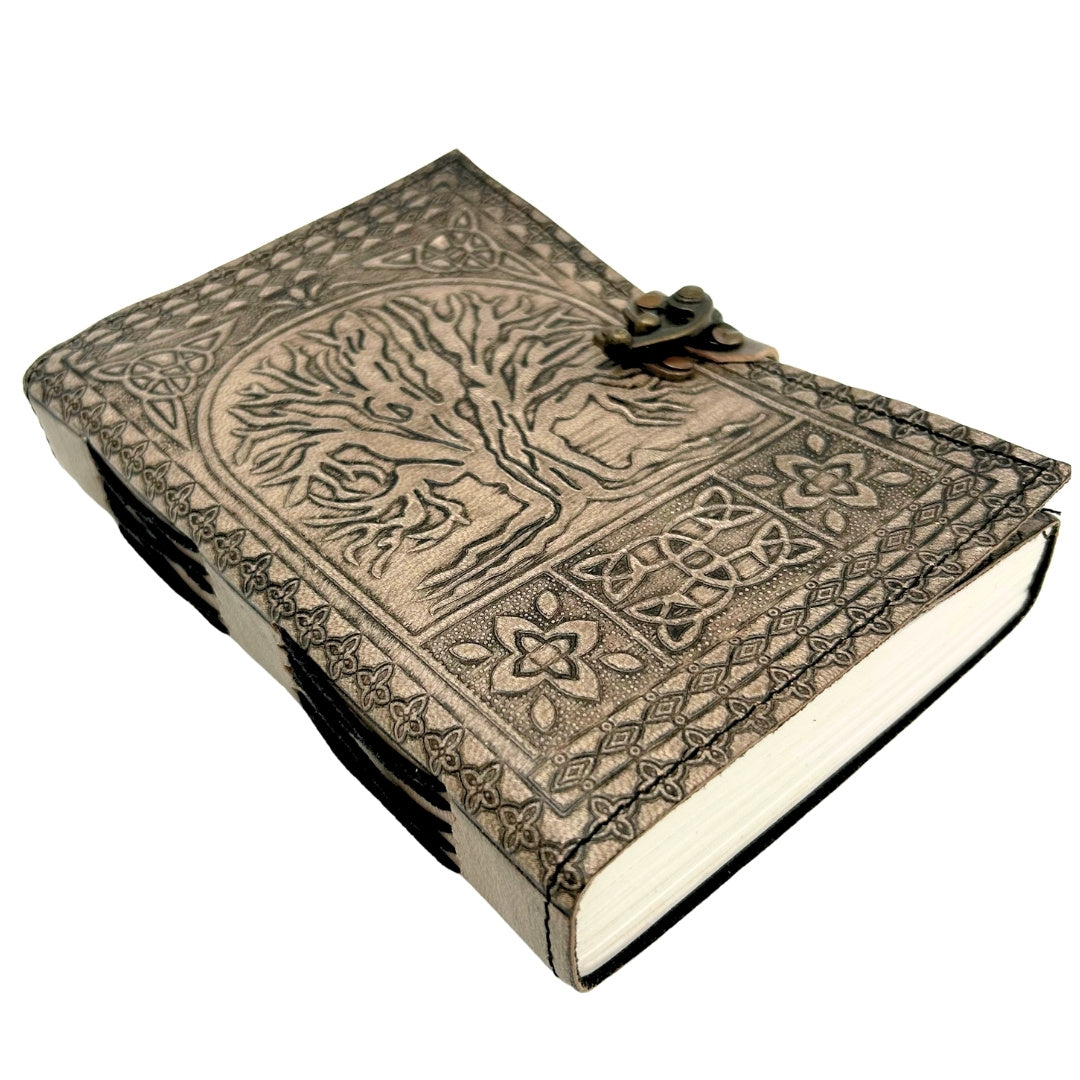 Retro-Ledernotizbuch Baum des Lebens mit Gravur