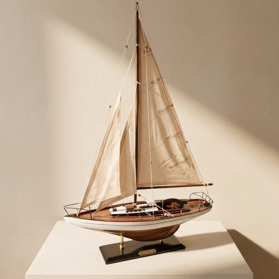 Modell einer Segelyacht 66 cm mit Gravur-Personalisierung