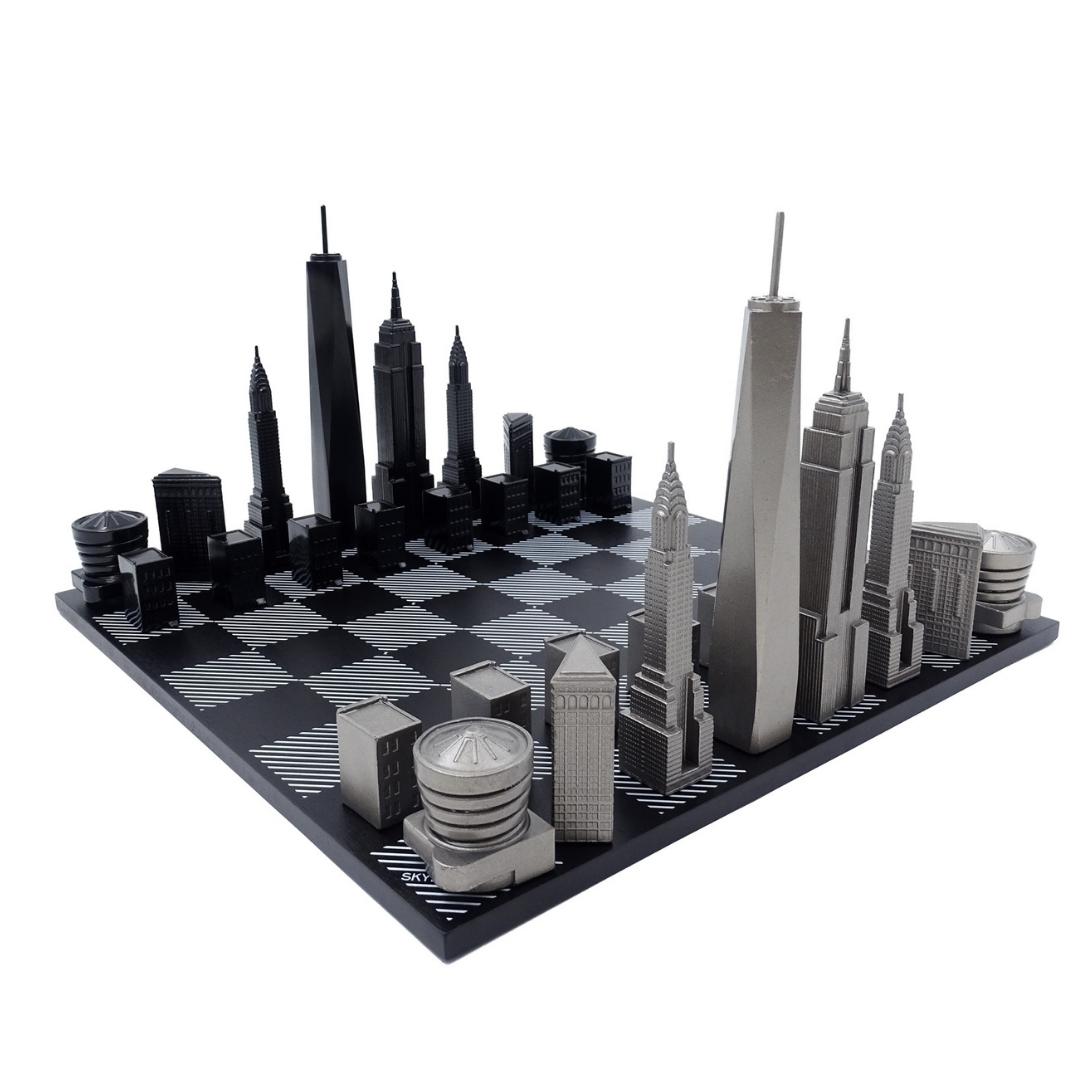 Designer-Schach Skyline New York aus Edelstahl – NY