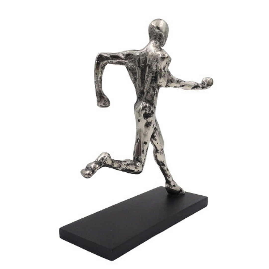 Statuette Läufer, Metallfigur mit Gravur