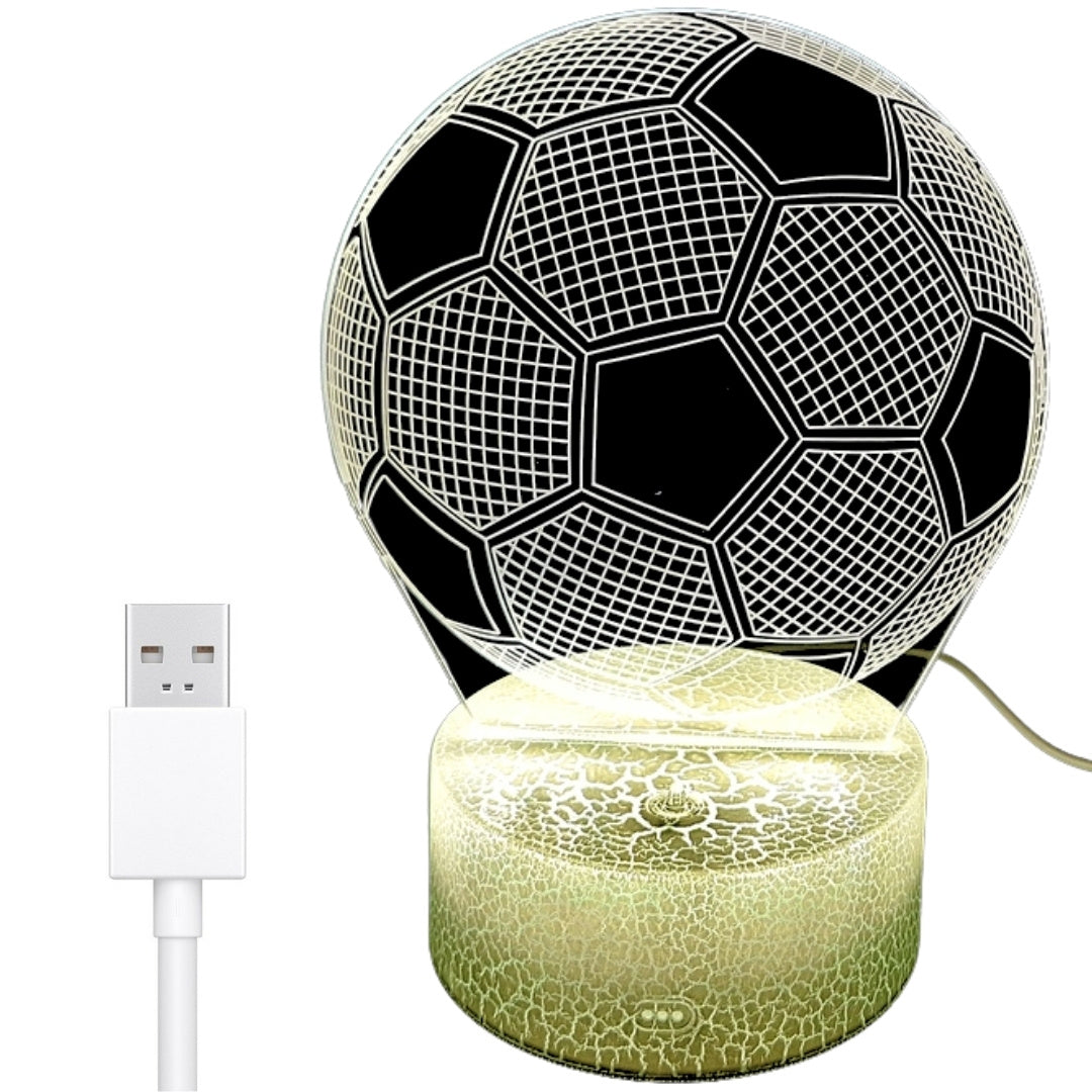 Nachtlampe Fußball mit personalisierbarer Gravur - perfektes Geschenk für Fußballfans - 17 cm Höhe - 3 Farben zur Auswahl - USB- oder 3 AAA-Batterien Betrieb
