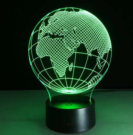 LED-Globus-Lampe mit 7 Lichtfarben, personalisierbare Gravur, ideales Geschenk für Reisende, Höhe 17 cm, USB-Kabel