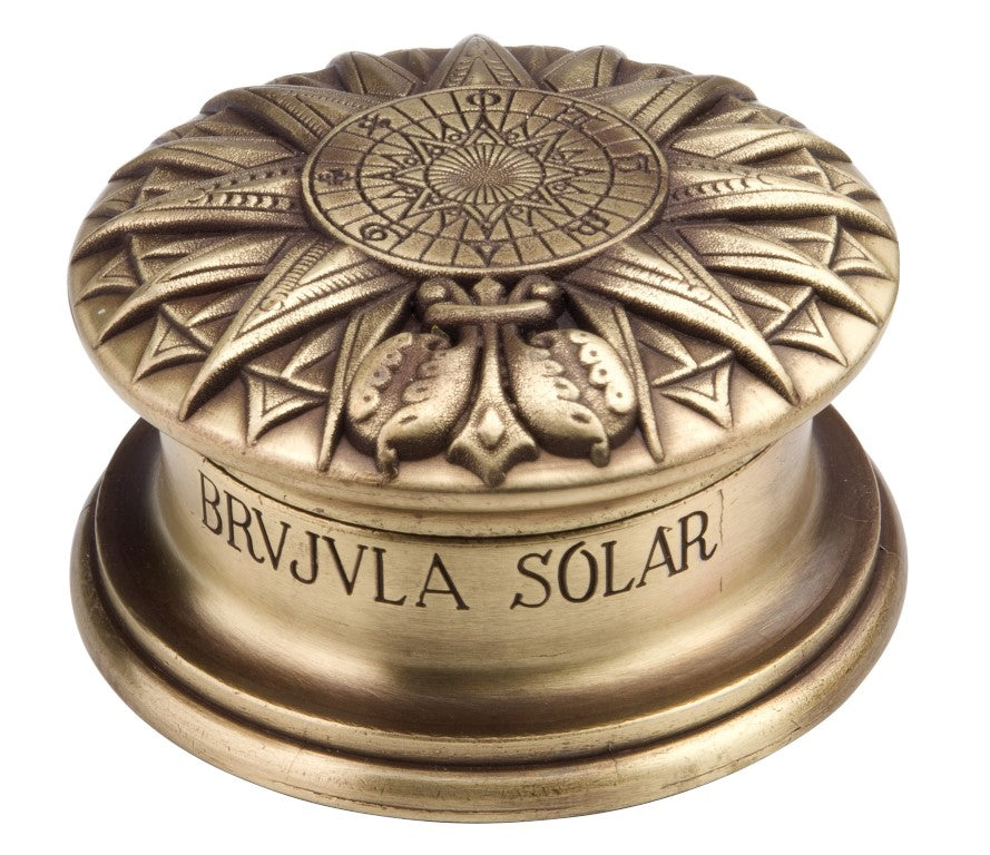 Messing-Renaissance-Sonnenkompass mit Gravur – elegantes Vintage-Geschenk, Höhe 4,5 cm, Durchmesser 8,5 cm