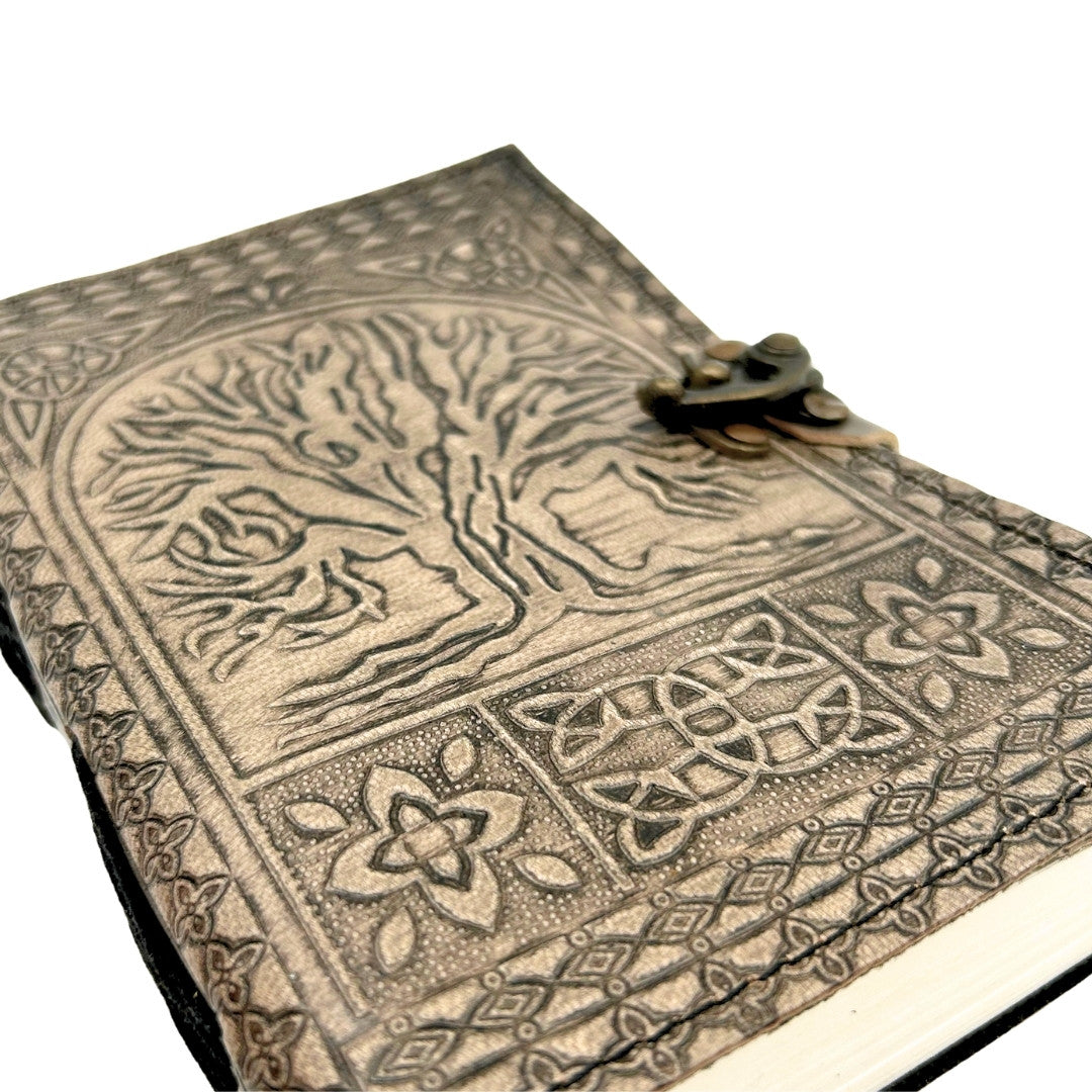 Retro-Ledernotizbuch Baum des Lebens mit Gravur